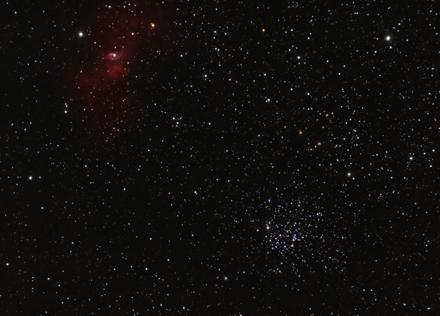 The Bubble Nebula and M52 star cluster