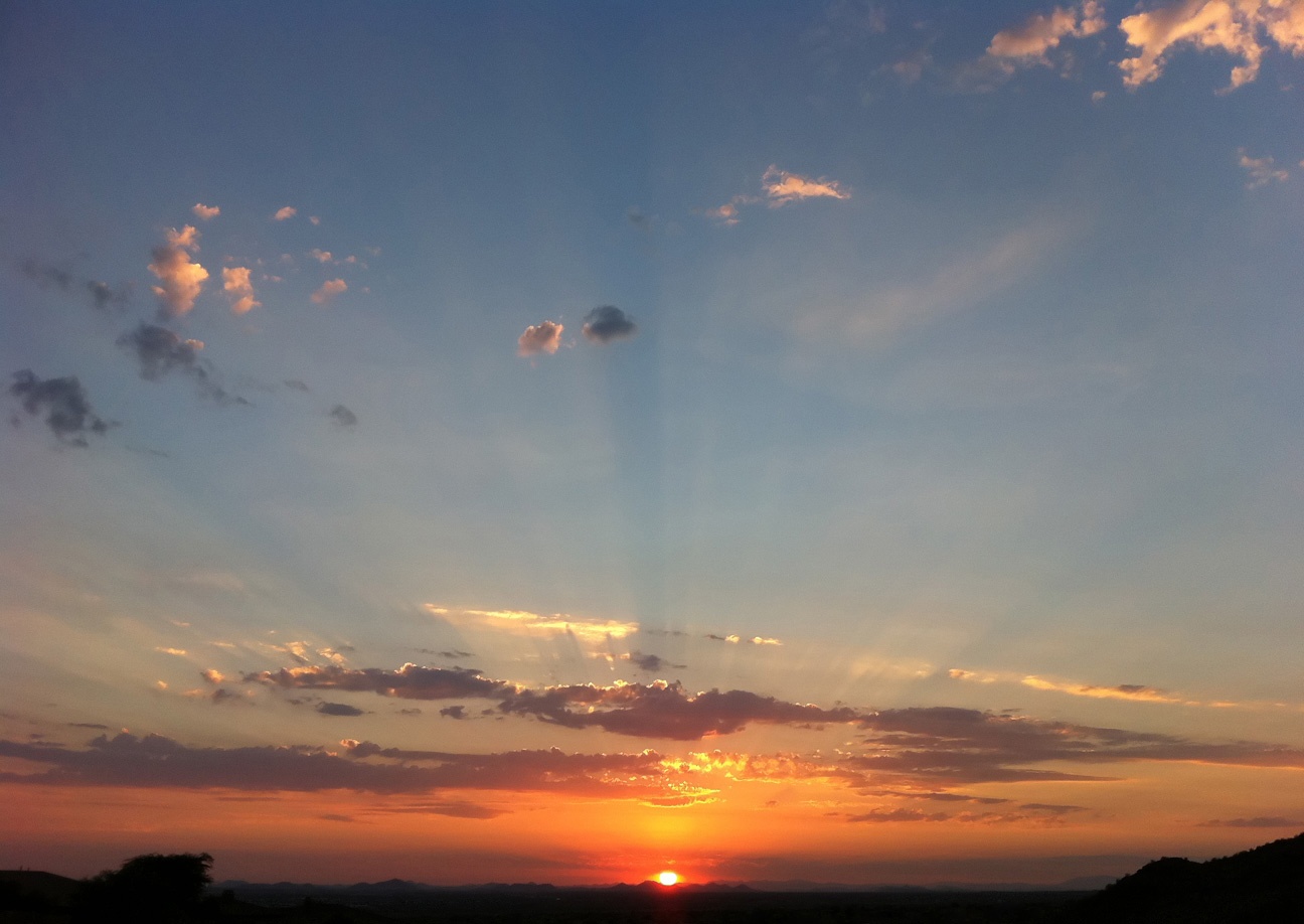 Sunset in Arizona with rays